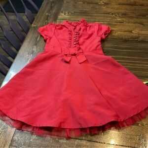 GAP Red Ruffle Bow Tulle Hem Girls Casual Dress